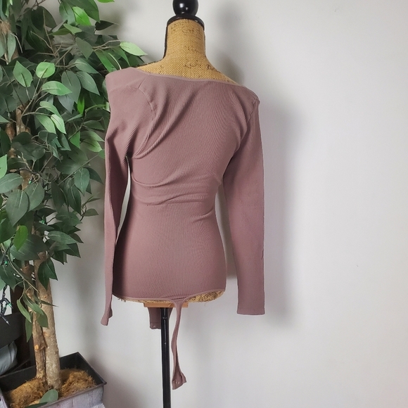 Free People Intimately FP Meg Rib Seamless Thong Bodysuit Mauve Large - Picture 6 of 8